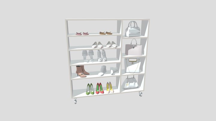 Shoe Rack and Handbag Storage 3D Model