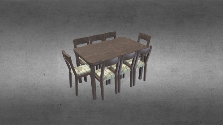 Rustic Table and Chair 3D Model