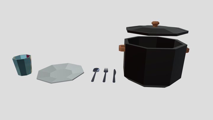 Low Poly Kitchen Equipment Part 1 3D Model