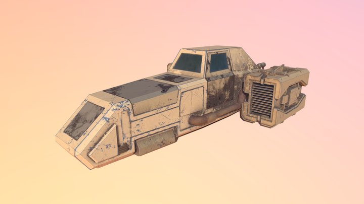 Retro sci-fi desert speeder 3D Model