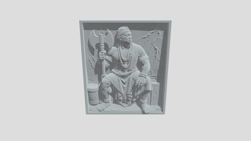 Seated Warrior with a Double-Bladed Axe