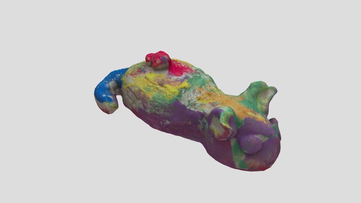 Rainbow cat with kitten 3D Model