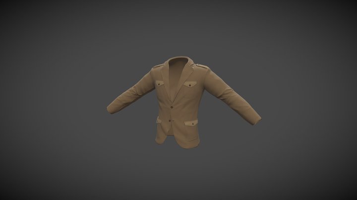 Faux Suede Safari Jacket 3D Model