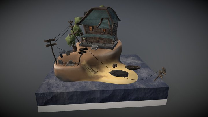 Diorama of a haunted house 3D Model