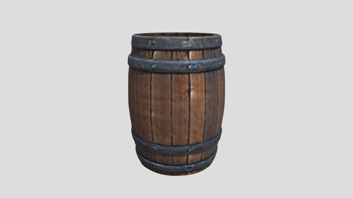 Wood Barrel 1 3D Model