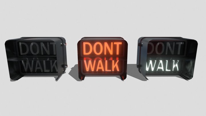 Econolite E8 Neon Pedestrian Signals 3D Model