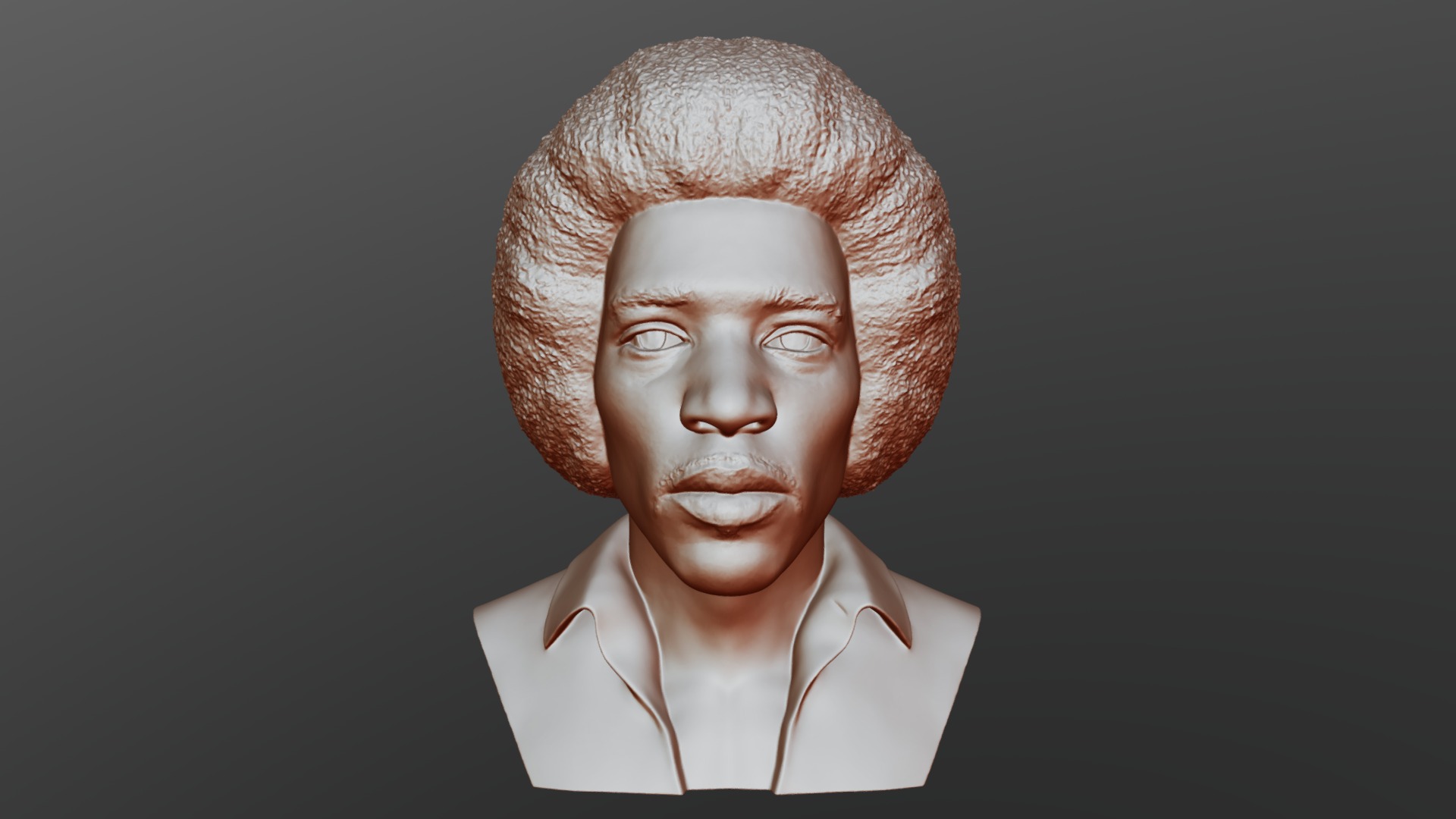 3D model Jimmi Hendrix bust for 3D printing - This is a 3D model of the Jimmi Hendrix bust for 3D printing. The 3D model is about a man's head with a human face.