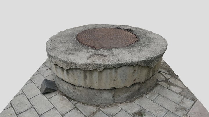 Manhole cover on concrete structure photoscan 3D Model