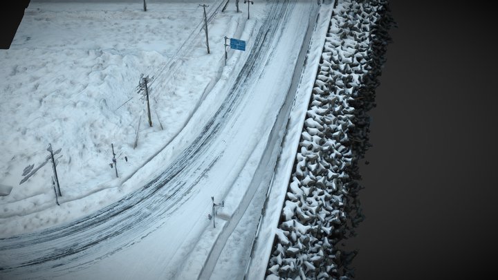 Hokkaido snowland, jetty, breakwater and road – Modelo 3D gratuito STL