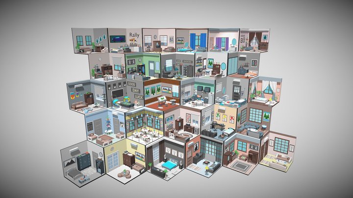 Cartoon interior 3 3D Model