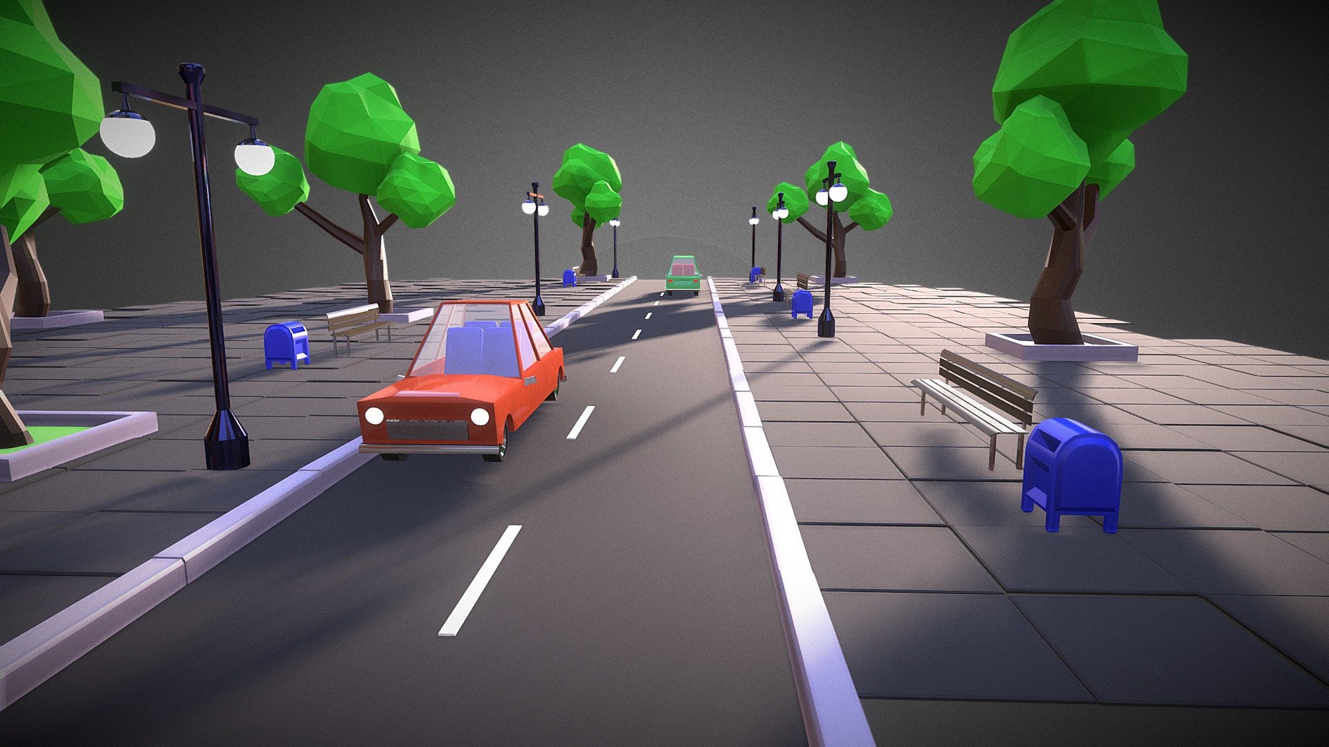 Road with cars cartoon style - Download Free 3D model by   (@) [b85061d]