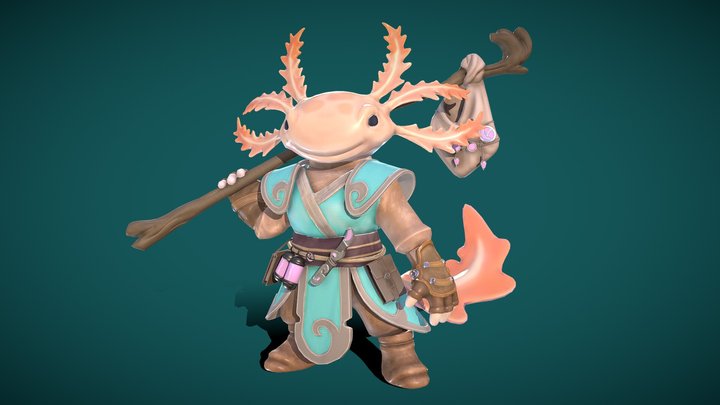 Stylised Creation: Axolotl Adventurer 3D Model