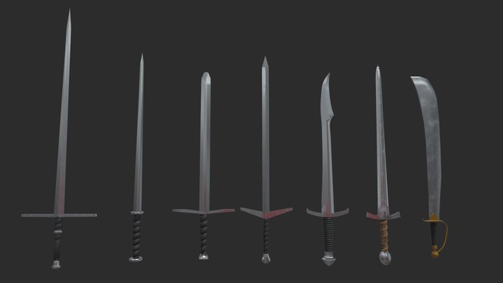 low-poly medieval swords pack 3D Model