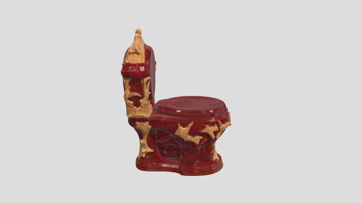 Golden Throne of Baroque-Style Luxury Toilet 3D Model