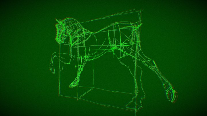 horse sketch radar screen 3D Model