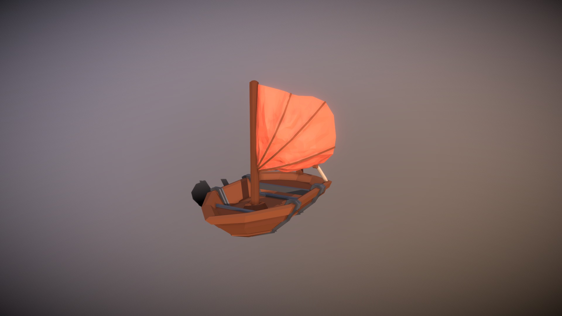 3D model Low Poly Sailing Boat - This is a 3D model of the Low Poly Sailing Boat. The 3D model is about a small orange and white boat.