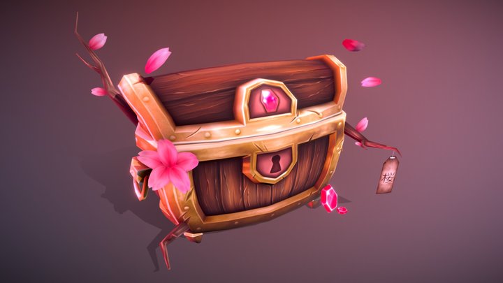 Low-Poly Sakura Treasure Chest (Redo) 3D Model