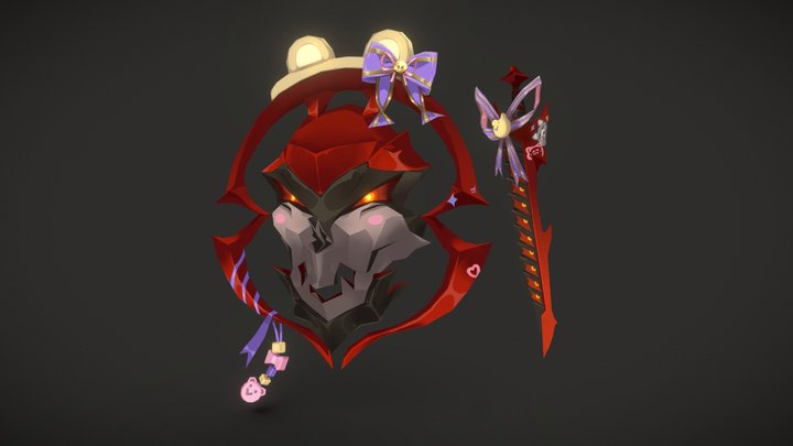 Cutesy Demon Sword and Shield Set 3D Model