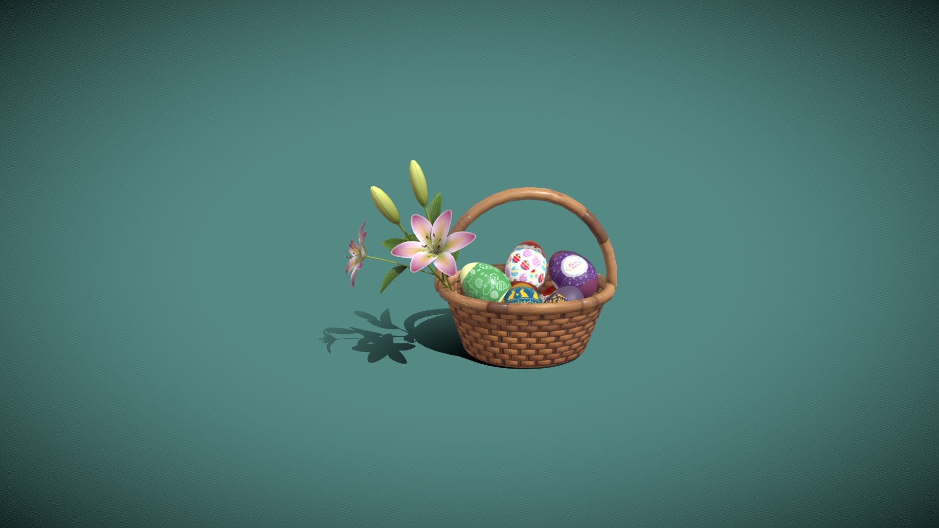 3D model Easter Basket 3D Model - This is a 3D model of the Easter Basket 3D Model. The 3D model is about a basket with flowers.