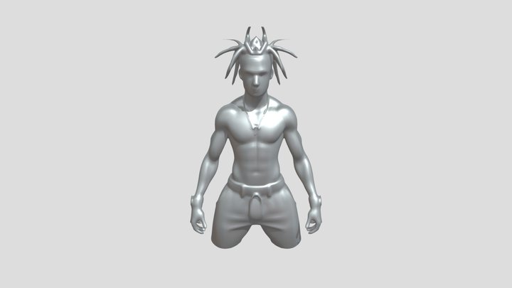 muscular shirtless man standing 3D Model