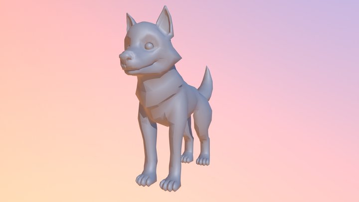 Low Poly Husky Pup 3D Model