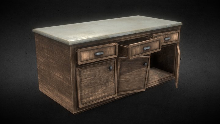 Low Poly Kitchen Furniture - Game Ready
