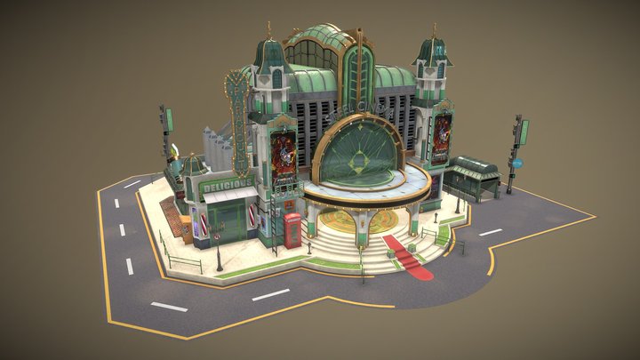 Steel Cinema - Deco Punk building 3D Model
