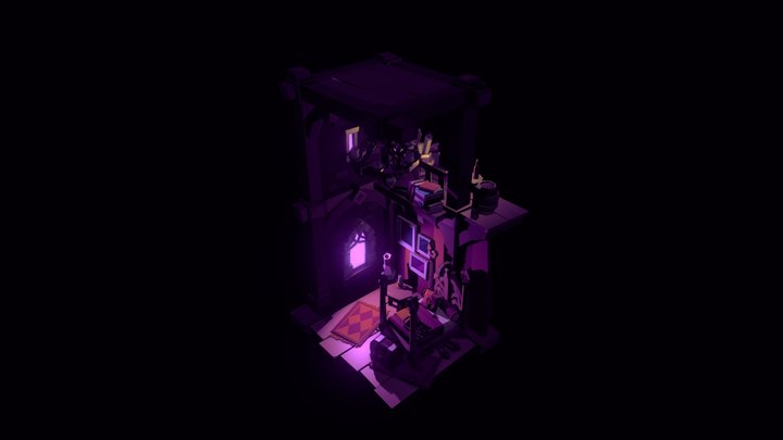 Elven Bedroom at Night 3D Model