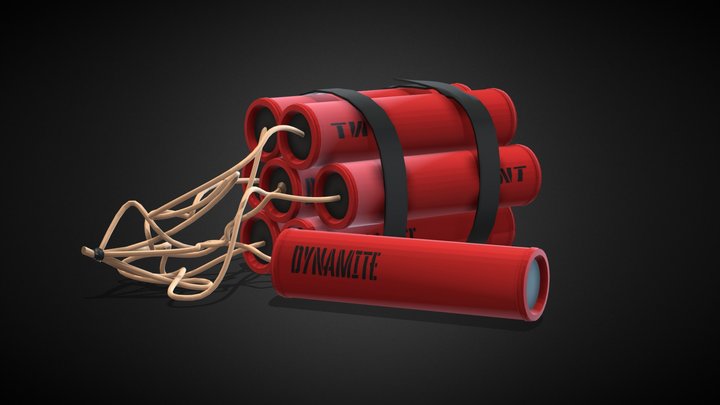 TNT sticks | Dynamite explosives | Low Poly 3D Model