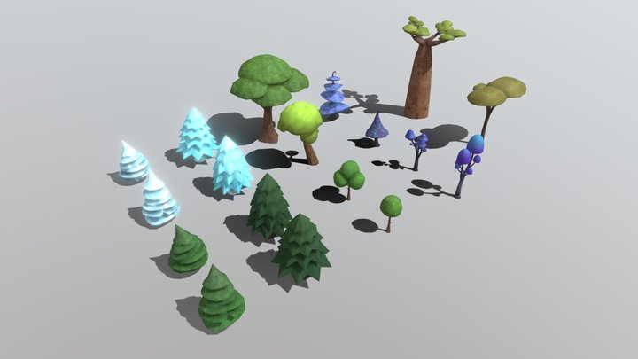 Trees Pack Low Poly 3D Model