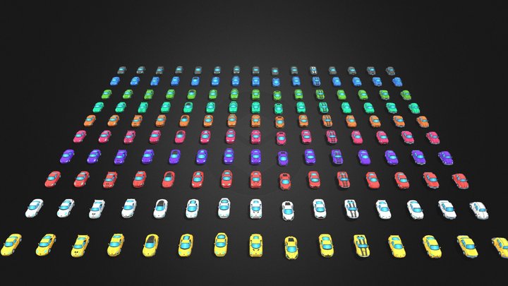 Toon Vehicles Variety: 15 Cars with 10 Colors 3D Model