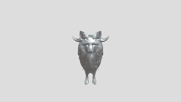 Fox with horns and shaggy fur 3D Model