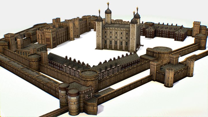 Fortress of the Tower of London historic castle 3D Model