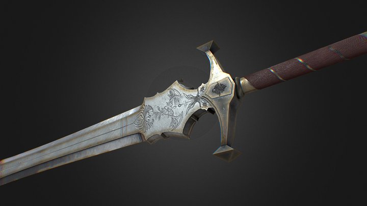 Royal Thornblade: Game-Ready Ornate Sword 3D Model
