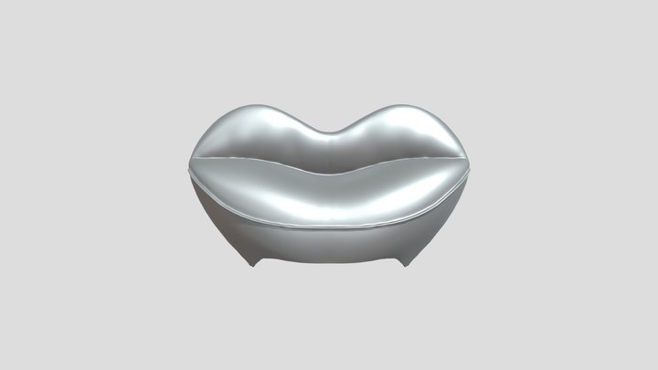 blue lip-shaped sofa 3D Model