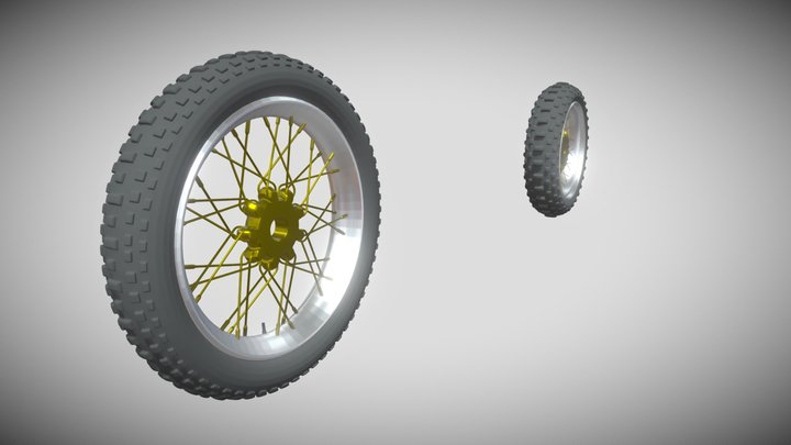 Off-Road Motorcycle Wheels/Rims With Wide Tires 3D Model