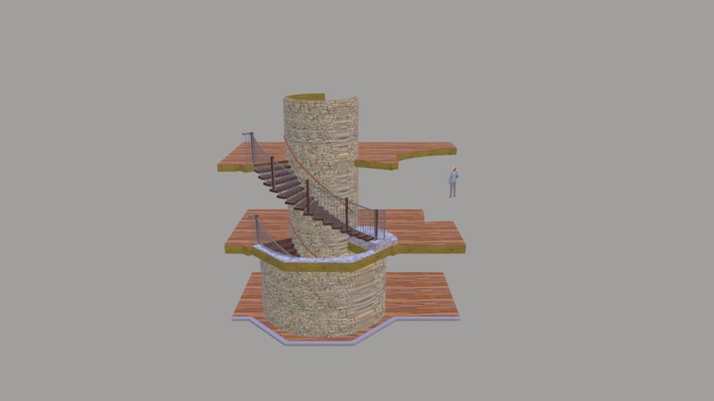 Curved Stair & Railing - 3D model by Lignumdetailer [b8876d5] - Sketchfab