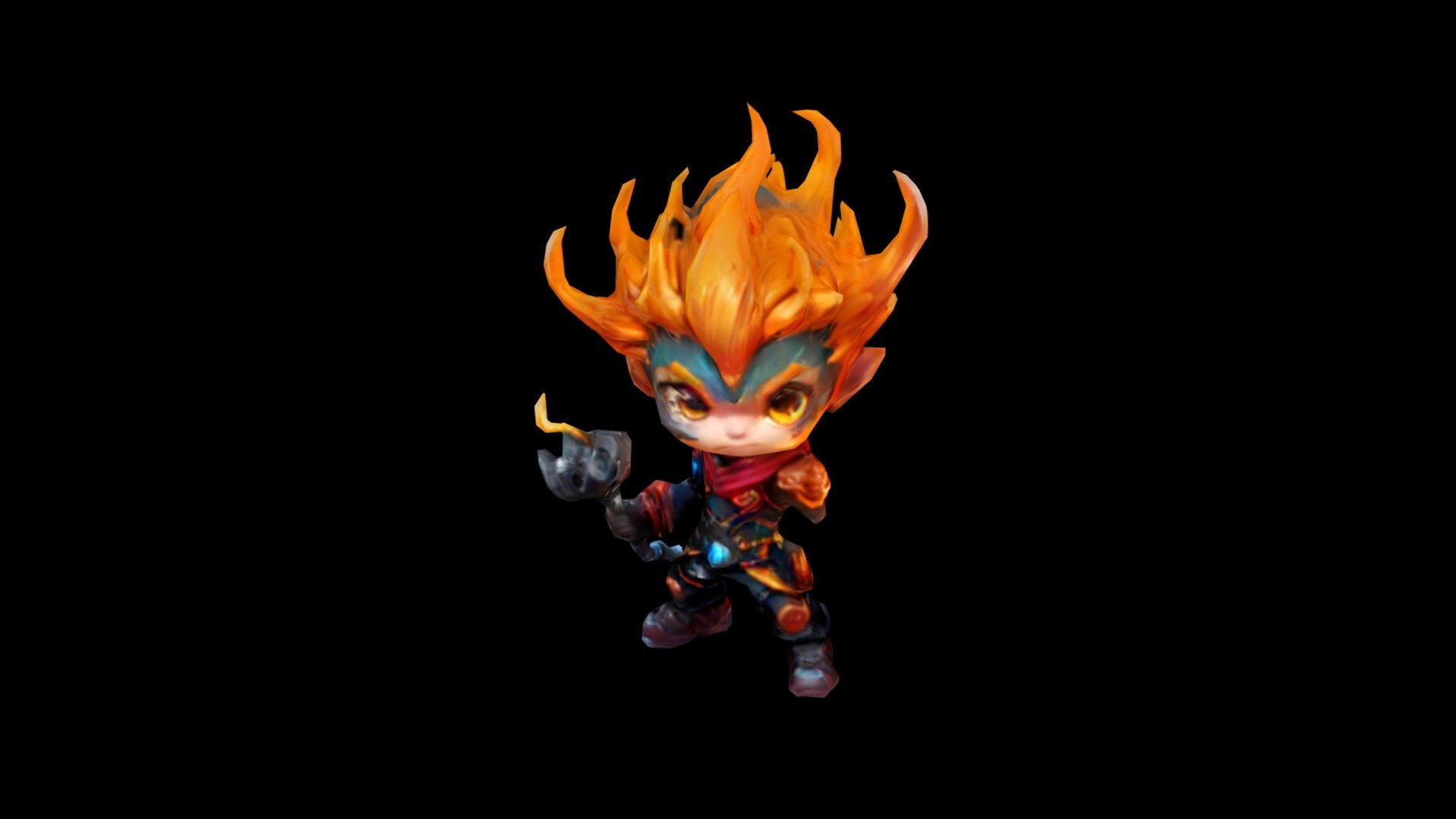 Cartoon character Young warrior with fiery hair - Download Free 3D ...