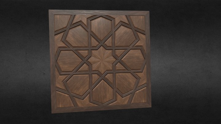 8 Star Plate Wooden Panel 3D Model