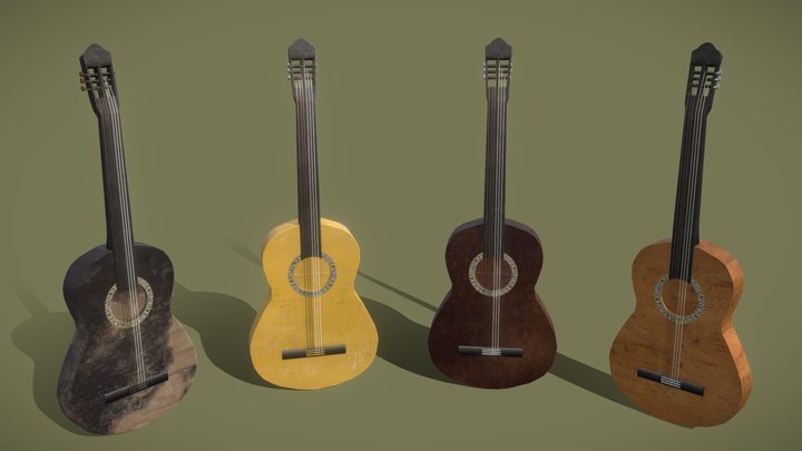 Low-Poly Classical Guitar Set (Game Ready)