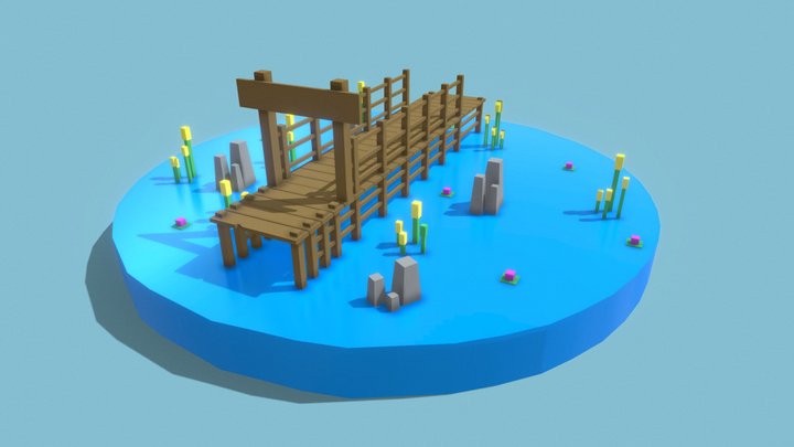Bridge on the lake (Free Download) 3D Model