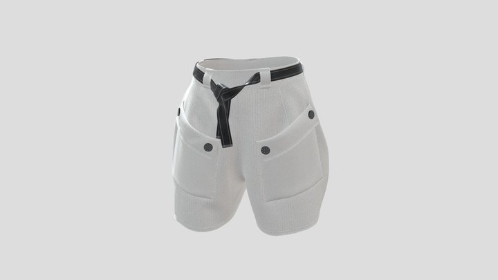 Shorts with leather belt. 3D Model