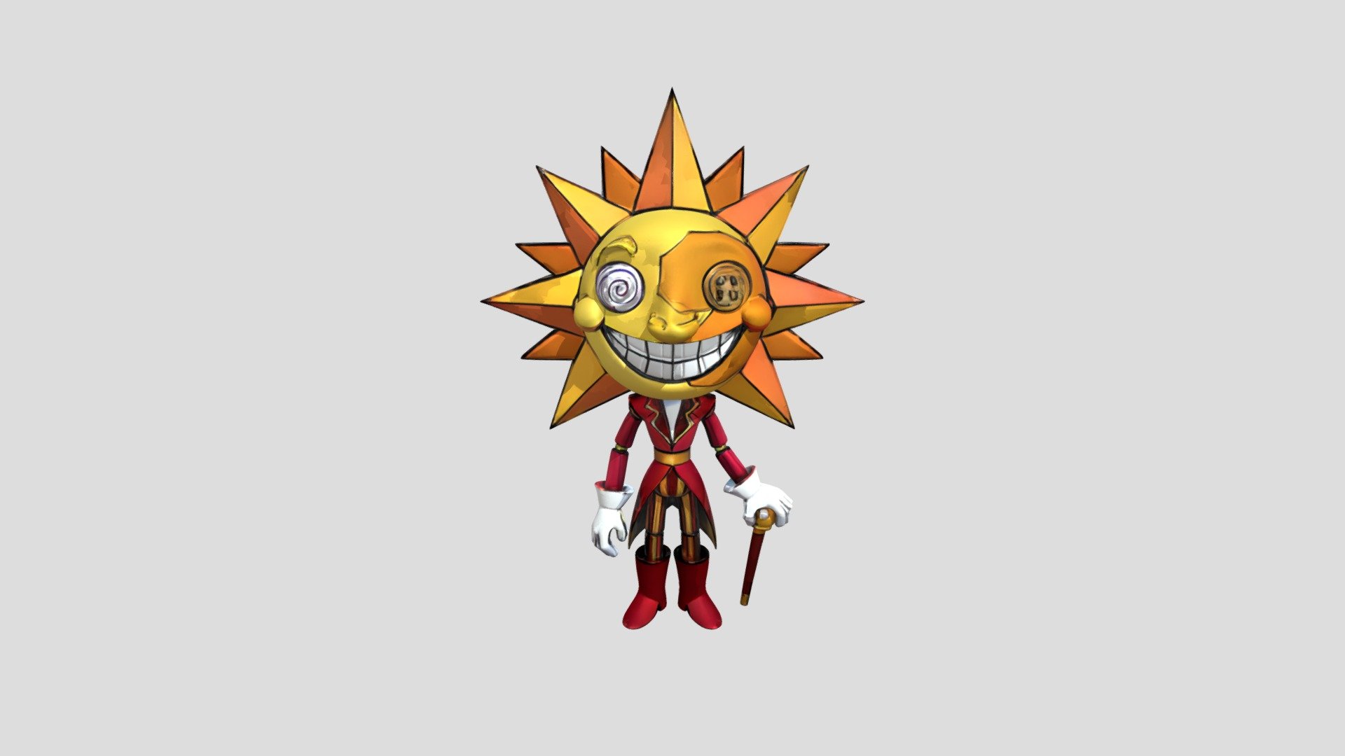 Cartoon character with sun-shaped face - 3D model by axel_f (@axel ...
