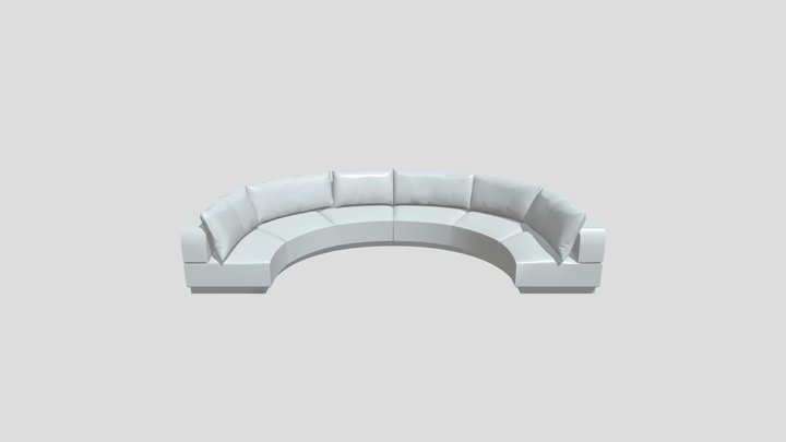 Curved beige sectional sofa with cushions 3D Model
