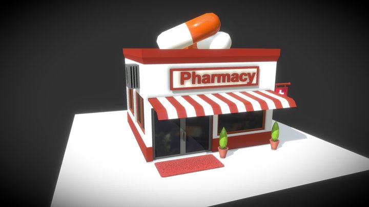 Low Poly Pharmacy 3D Model