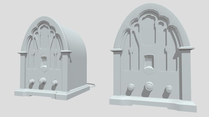 GE Wood Cathedral AM/FM Radio 1923 Model 3D Model