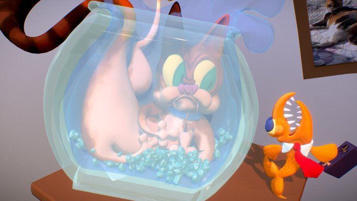 Cat in a Fish Bowl 3D Model