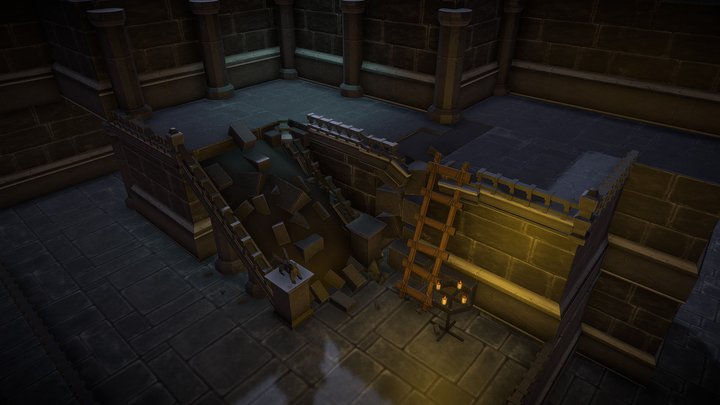 Castle Dungeon Stairs 3D Model