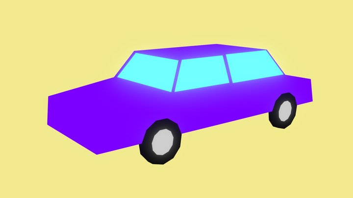 Lowpoly Blue Car 3D Model