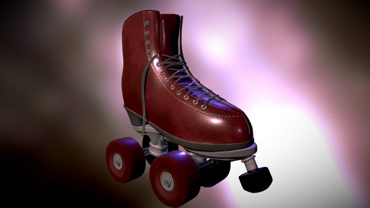 Roller Skater Red Rusted 3D Model